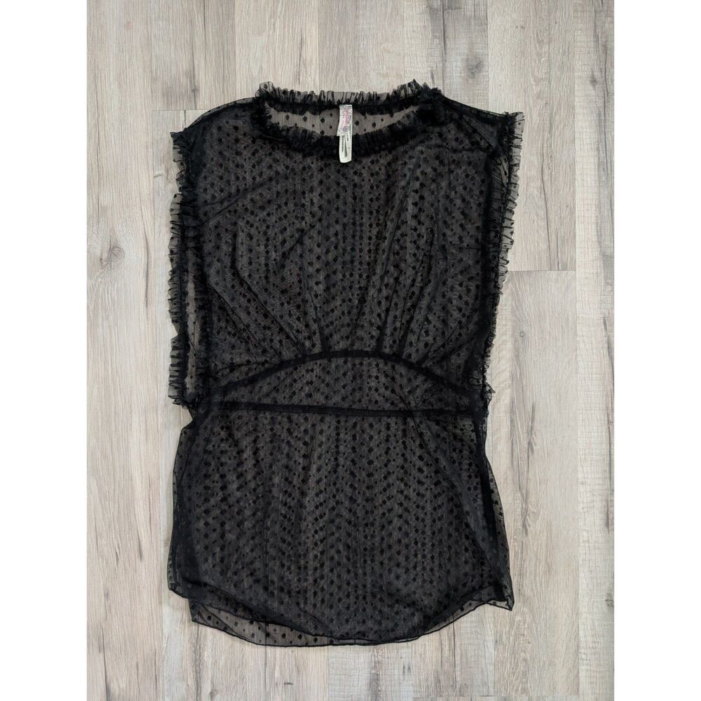 Intimately Free People Dot Mesh Cami Black Sheer, Large (C3)
